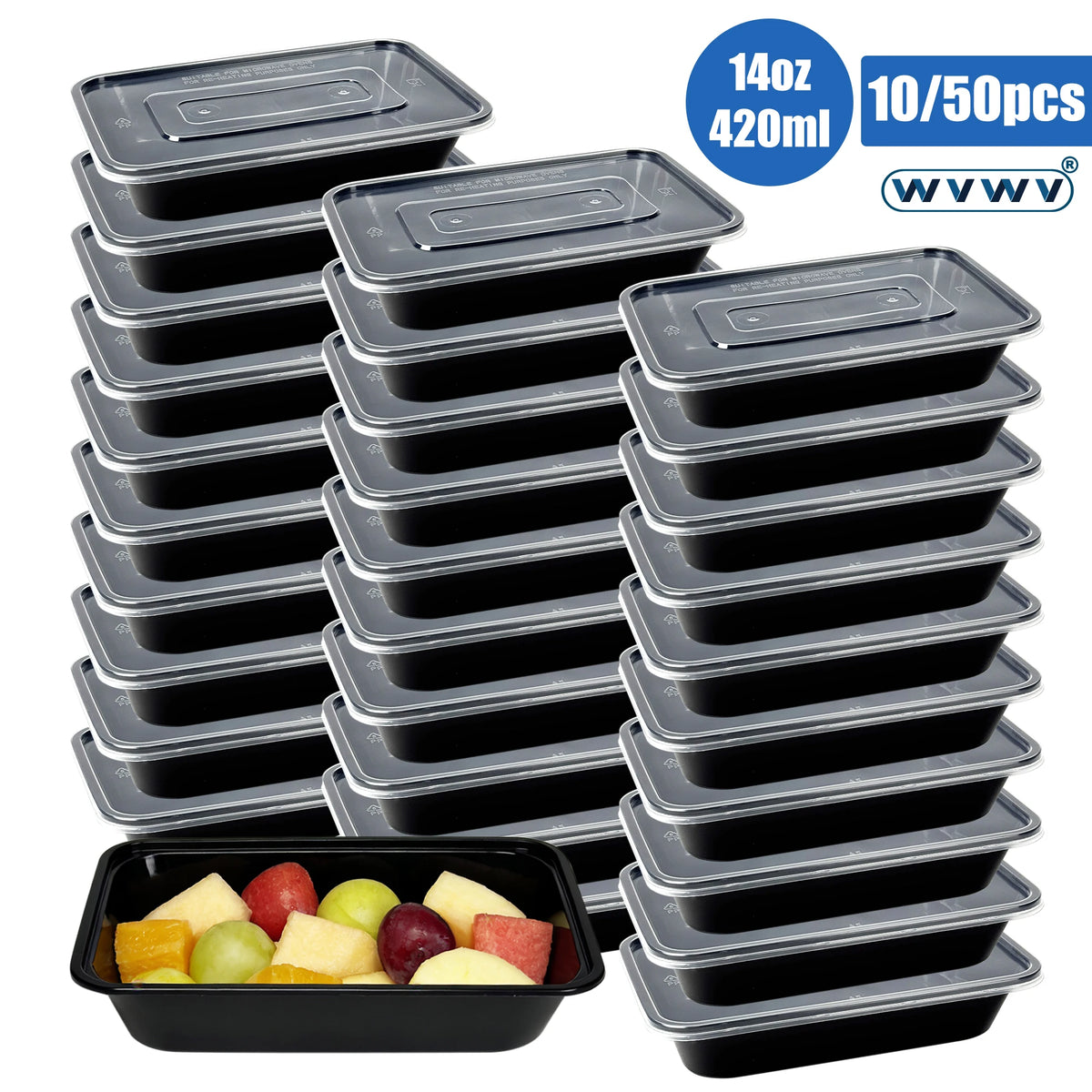 10/50pcs 420ml Reusable Food Storage Containers Easy-To-Open