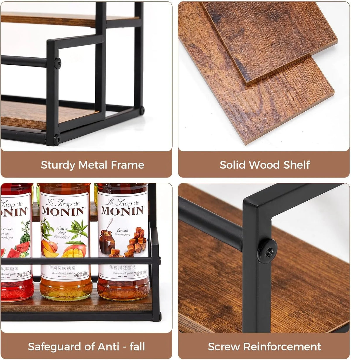 2-Tier 10 Syrup Bottles Rack Coffee Bar Liquor