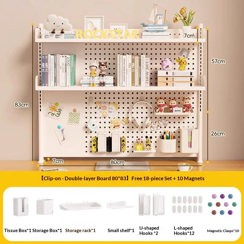 Adjustable Desktop Storage Rack Pegboard Desk Bookshelf Organizer