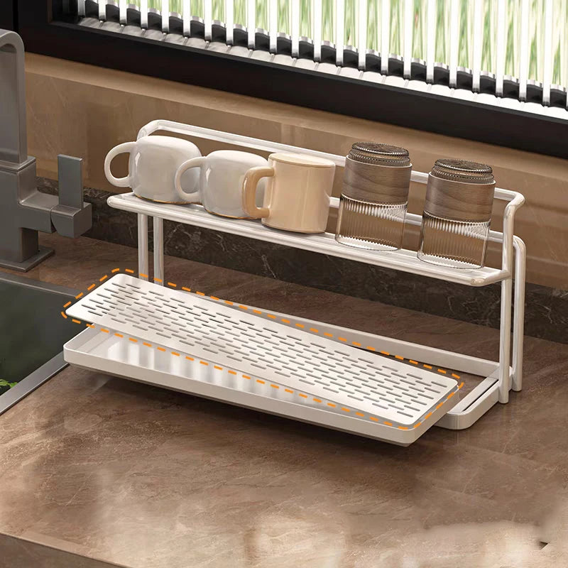Stainless Steel 2-Tier Bottle Drying Rack Drain Tray