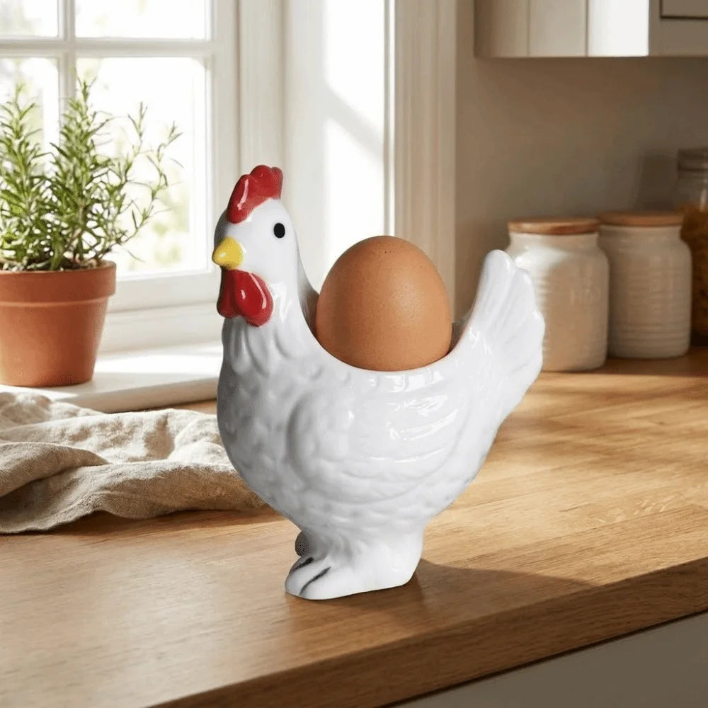 Unique Chicken Shape Ceramic Egg Cup Cartoon Decorative