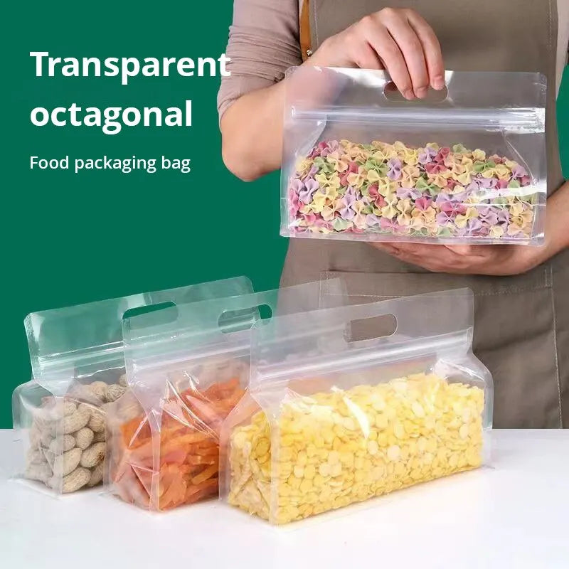 5pcs Reusable Leakproof Food Storage Bags Nut Grain