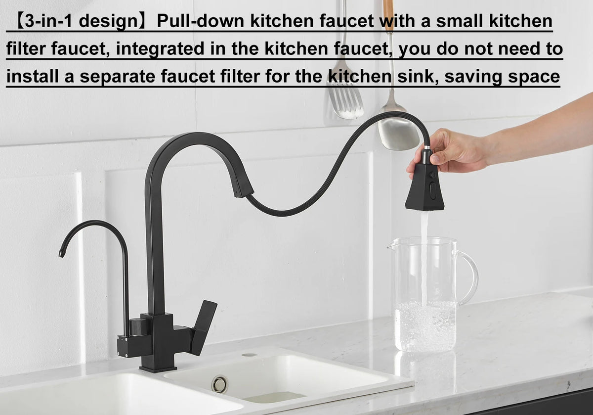 Square Touch On Filter Faucets Pull Down Cold