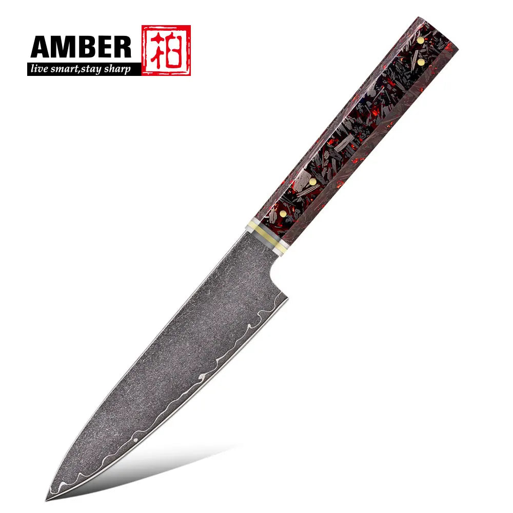 Knife 1-6pc Damascus 3-Layer Cladding Steel Knives Professional
