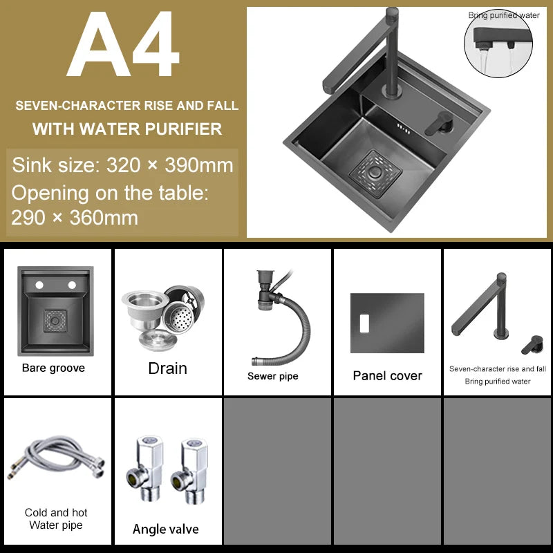 Hidden Sink Bar Sink Kit Folding Faucet Drain