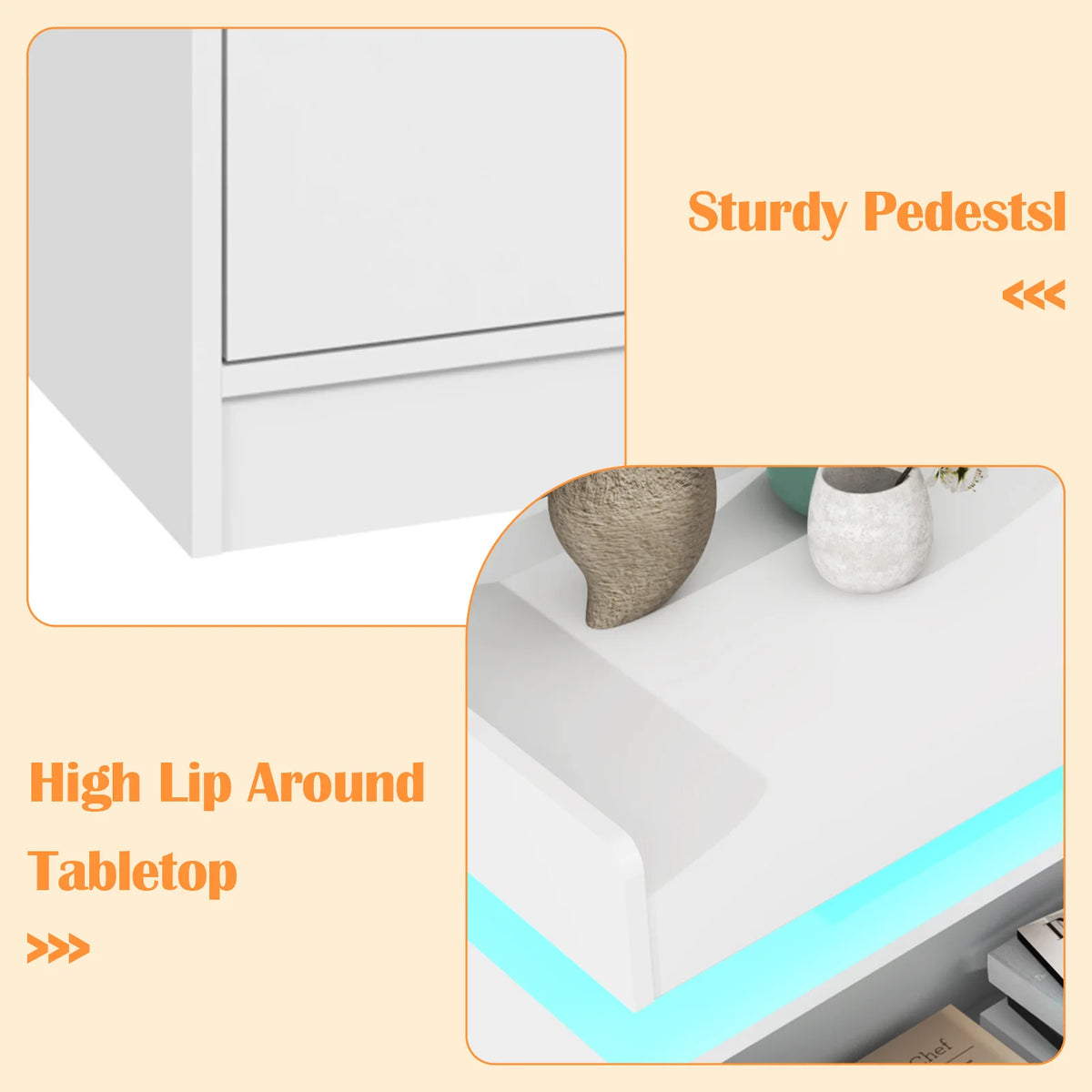 Drawer Dresser Led Light Charging Station Modern Chest
