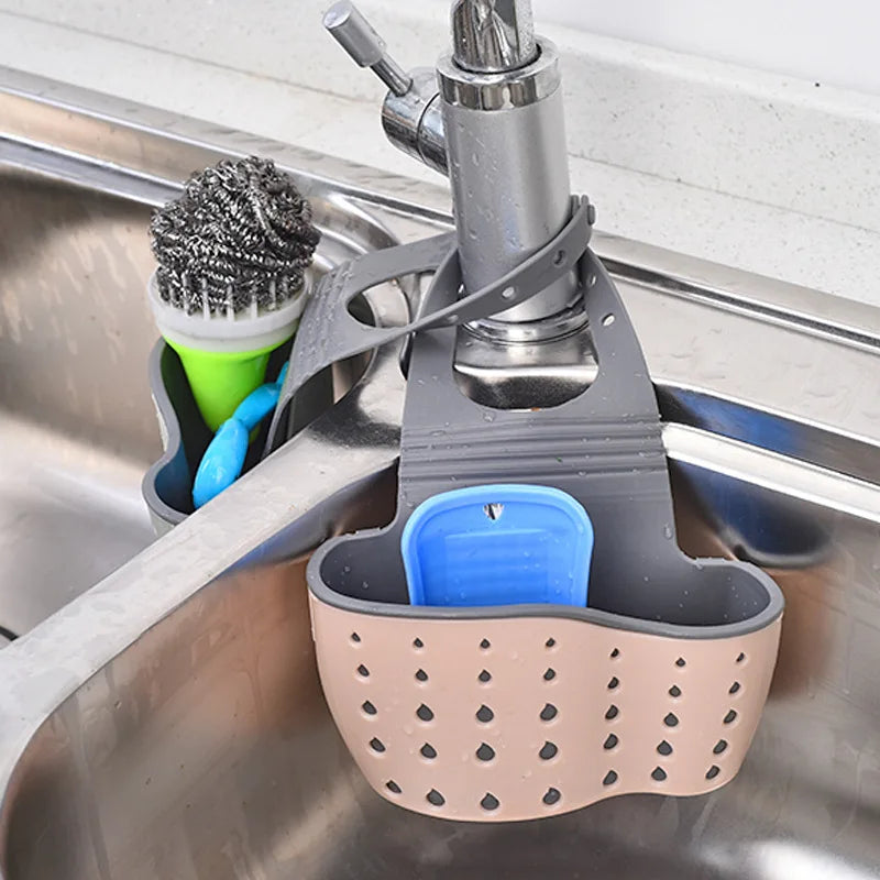 Adjustable Sink Sponge Holder Hanging Drain Basket -