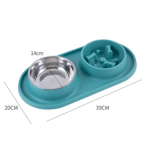 Dog Double Bowl Silicone Mat Cat Pet Food