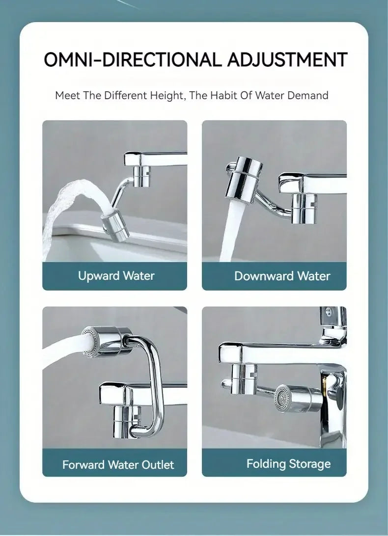 1pc 1080 Swivel Stainless Steel Faucet Extender Universal