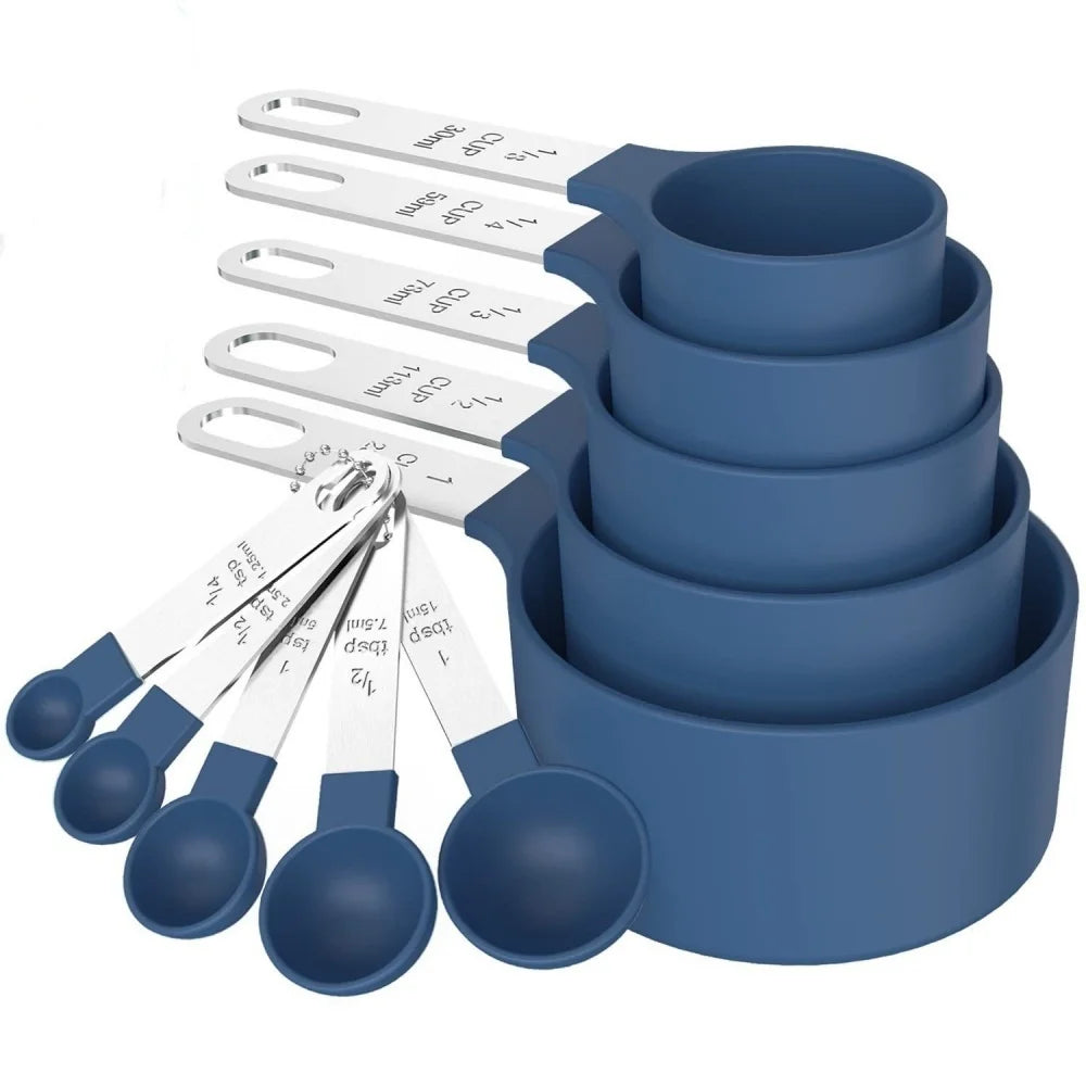 10 Measuring Cups Spoons Stainless Steel Handle Stackable