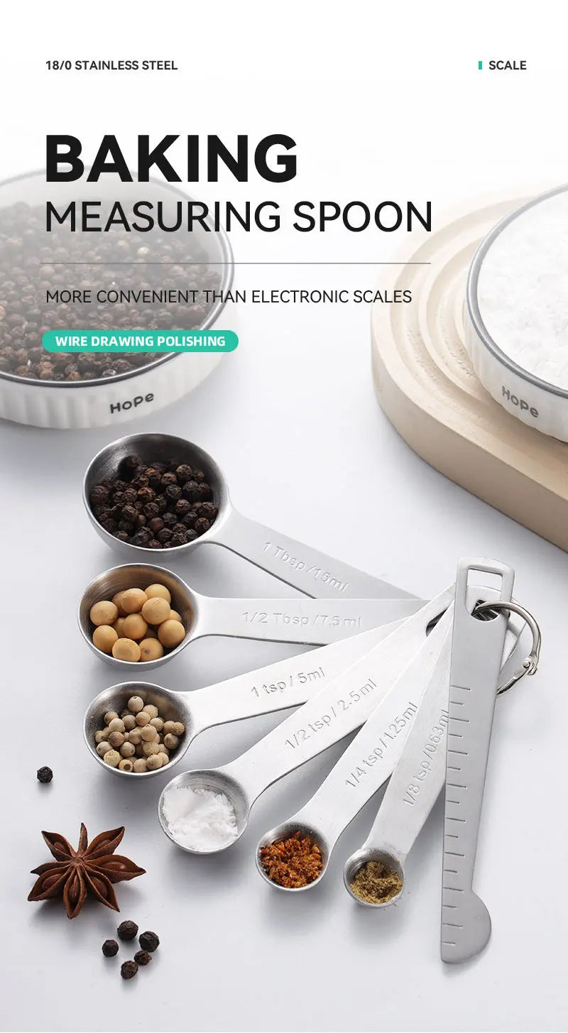 Stainless Steel Measuring Spoon 4/6/7/8 Scale Measuring Ruler