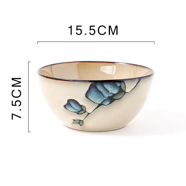 Ceramic Hand-Painted Flowers Creative Dish Plate Japanese