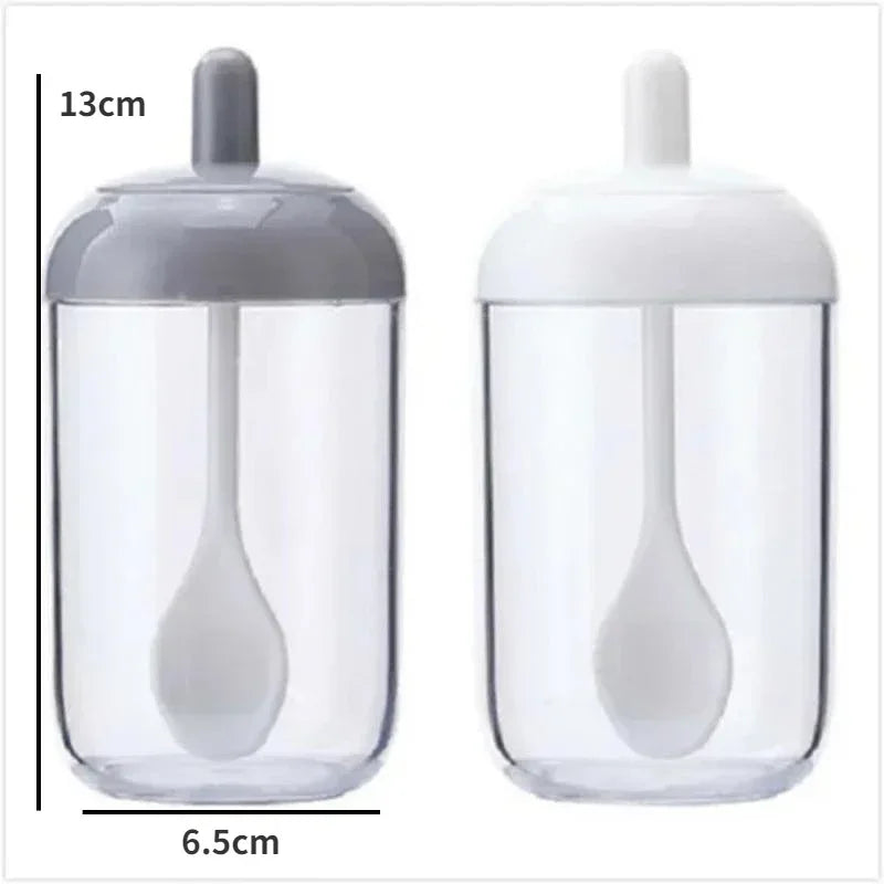 Round Spice Jar Lid Spoon Seasoning Bottle Condiment