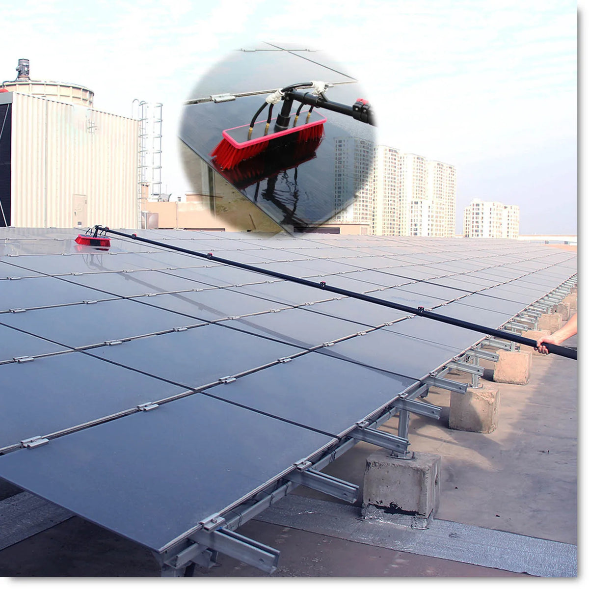 Water Fed Telescopic Pole Telesbrush Window Solar Photovoltaic
