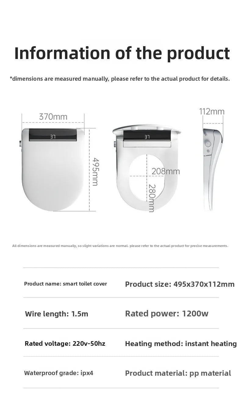 Auto Flip Smart Toilet Seat Cover Heating Cleaning