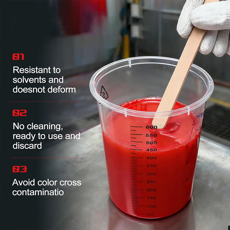 50pcs 600ml Disposable Clear Plastic Paint Mixing Cups