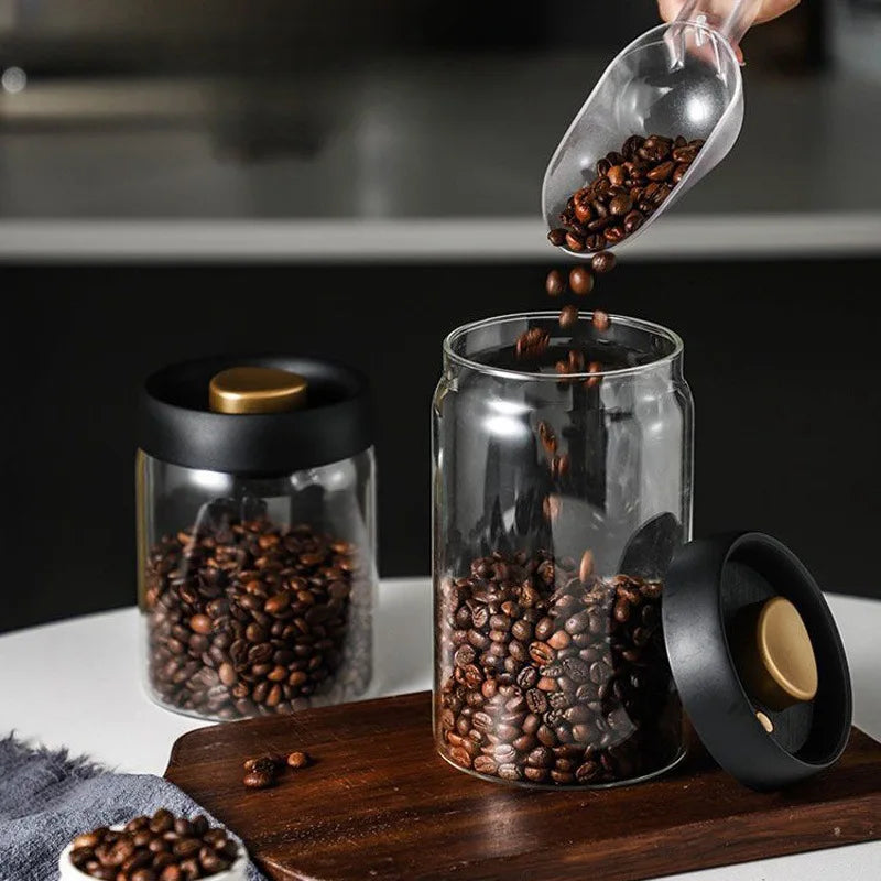 Vacuum Sealed Tank Coffee Beans Storage Glass Bottle