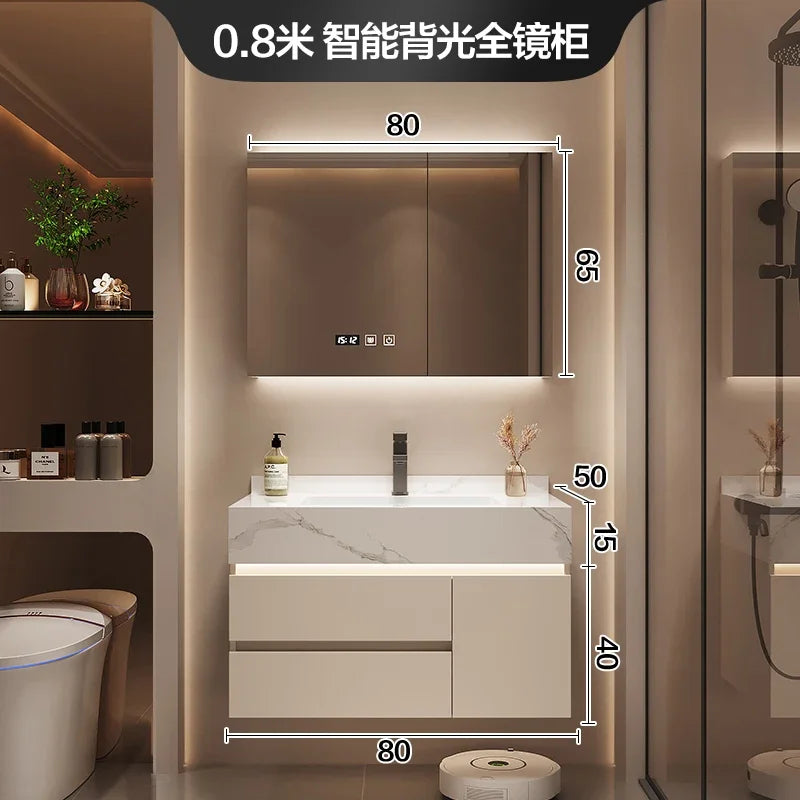 Partitions Storage Bathroom Cabinet Organizer Mirror Wall Shelves