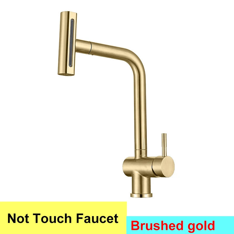 White Touch Sink Faucets Cold Pull Out Sink