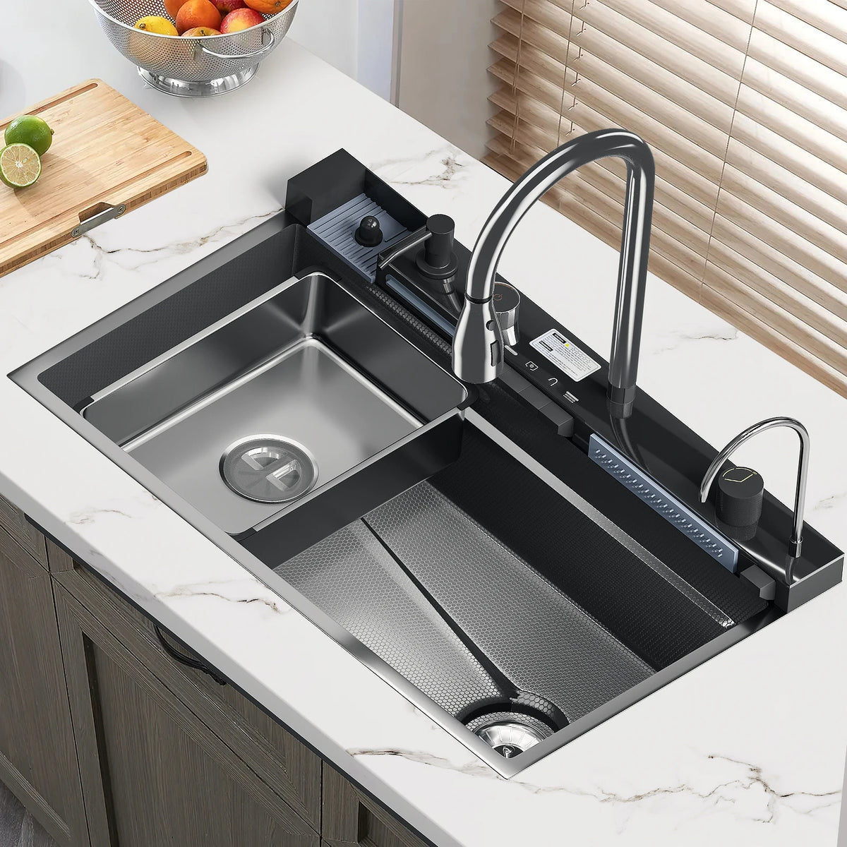 304 Stainless Steel Waterfall Sink Large Slot Integrated