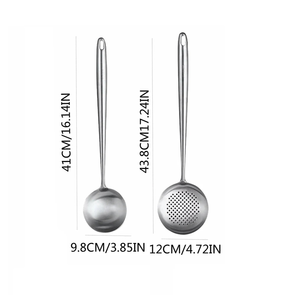 316 Stainless Steel Wok Spatula Metal Utensils Slotted