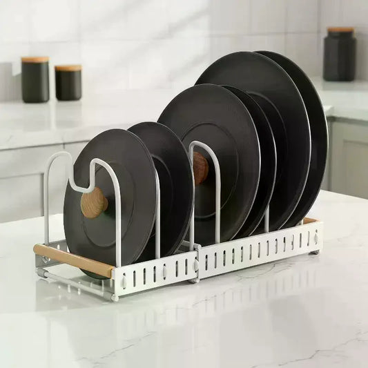 Expandable Pots Pans Organizer Rack Adjustable Rustproof Cookware