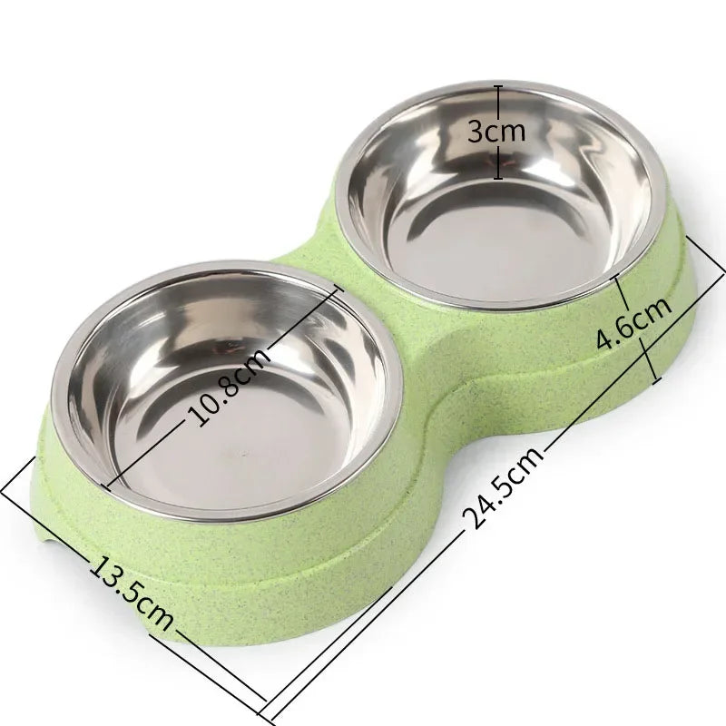Antislip Double Dog Bowl Silicone Mat Durable Stainless