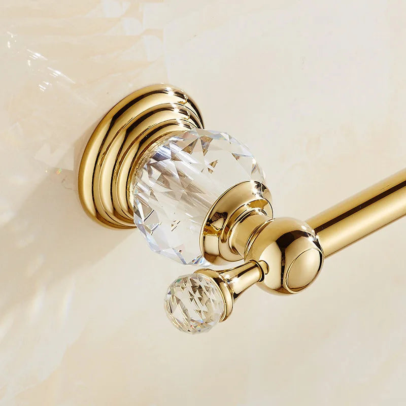 Shower Shelf Toilet Paper Holder Golden Crystal Wall