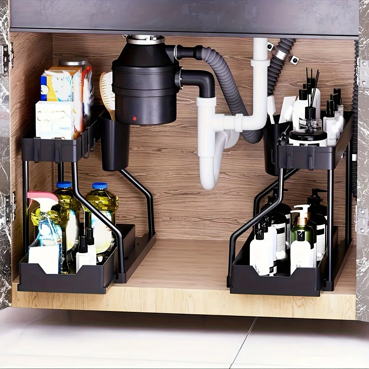 Space Saving Tier Under Sink Organizer Pull Out