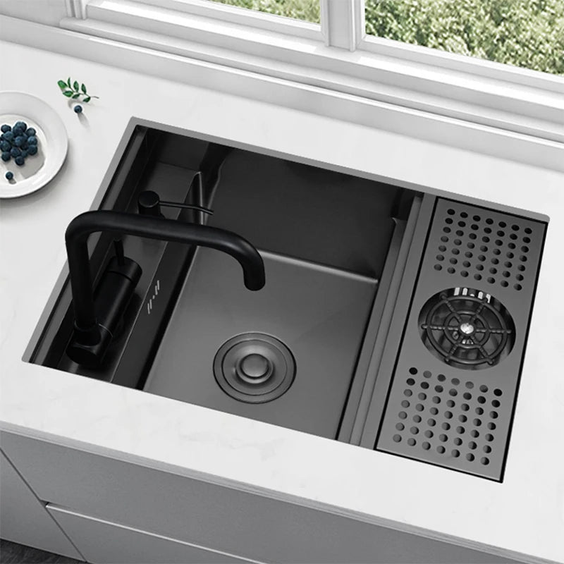 Nano Hidden Bar Sink Black Folding Faucet Cup