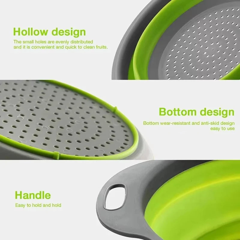 Silicone Vegetable Fruit Cleaning Drainage Basket Cleaning Basket