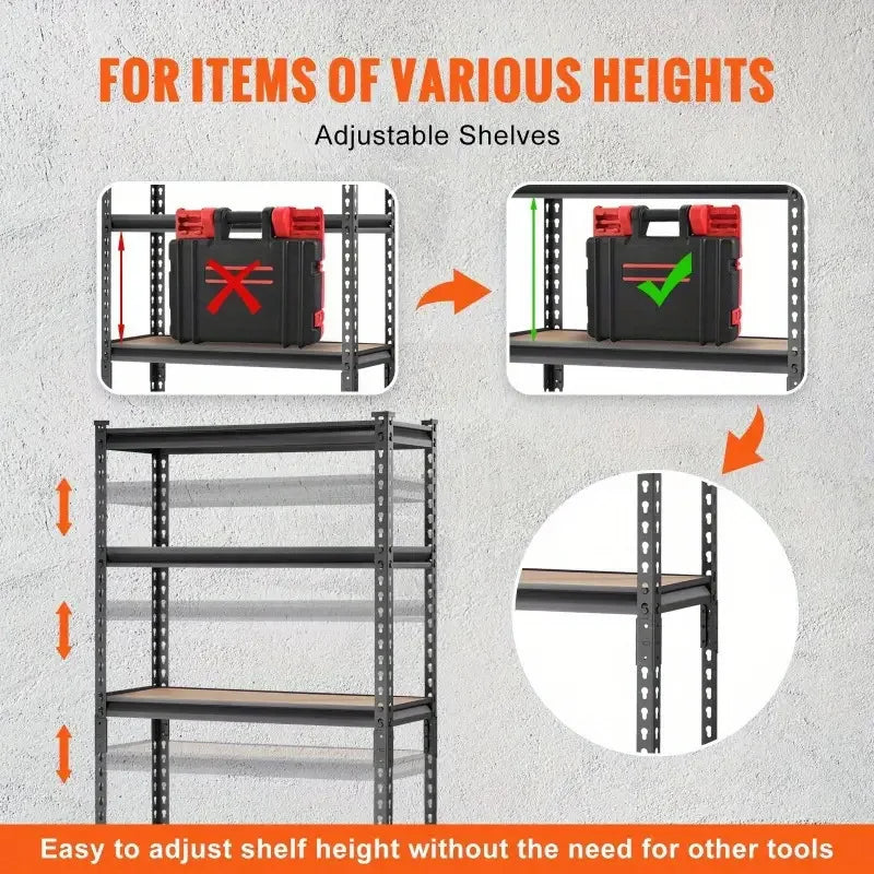 Heavy-Duty 5-Storey Bolt Steel Storage Rack Unit Adjustable