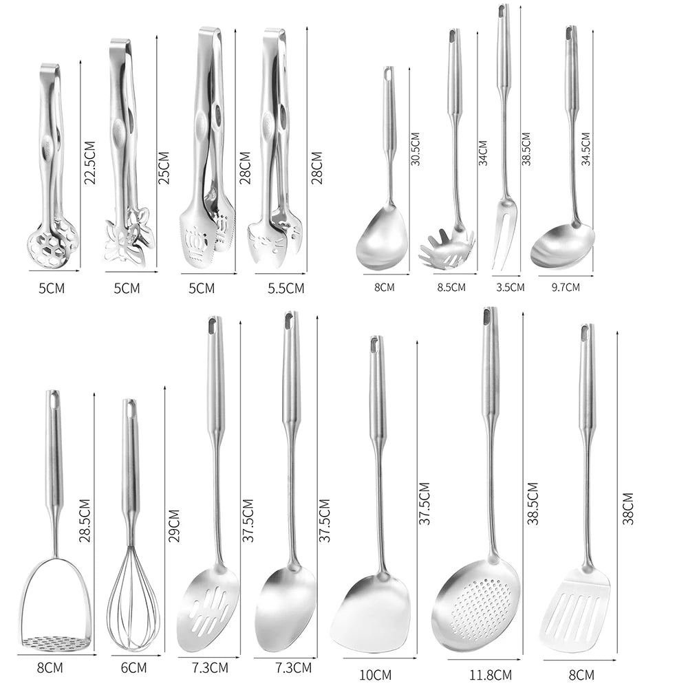 Lmetjma 304 Stainless Steel Utensils All Metal Long