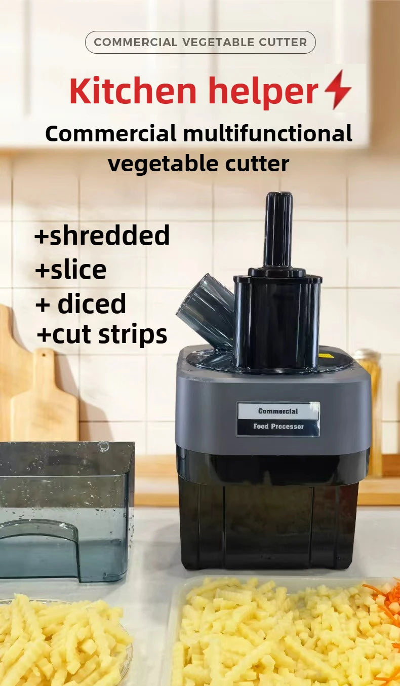 Commercial Double Spout Vegetable Cutter In Dicing Shredding