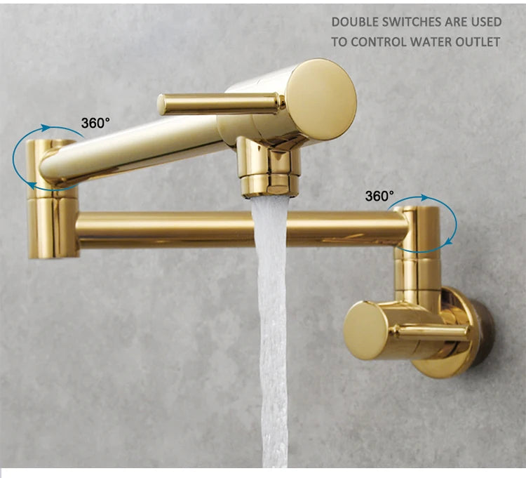 Brass Pot Filler Tap Wall Mount Foldable Faucet