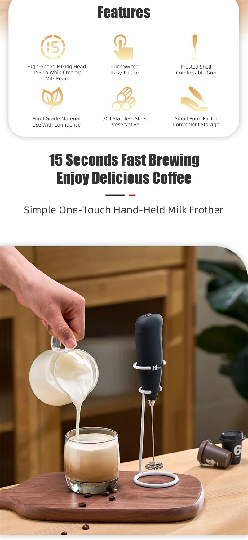 Mini Electric Milk Foamer Blender Wireless Coffee Whisk