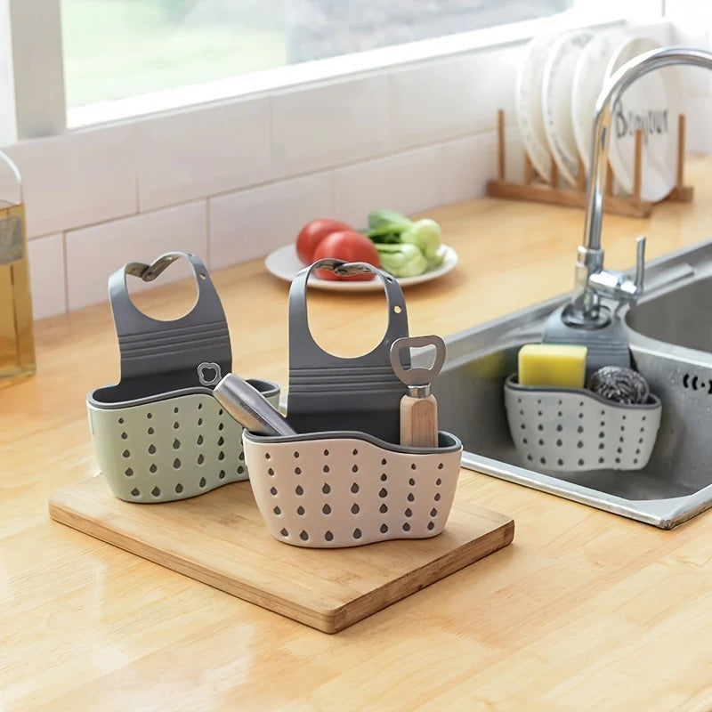 Adjustable Sink Sponge Holder Hanging Drain Basket -