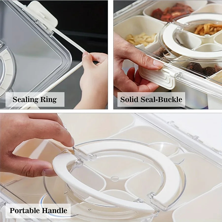 4/8 Compartment Snack Storage Box Lid Travel Charcuterie