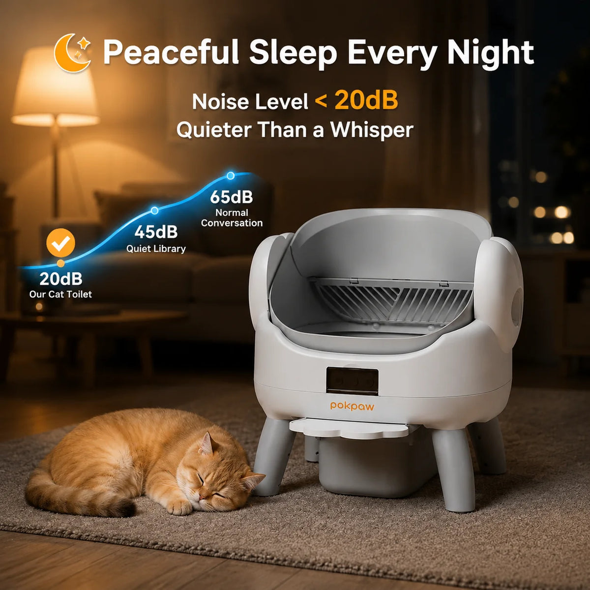 Pokpaw Automatic Cat Litter Box Self Cleaning Smart