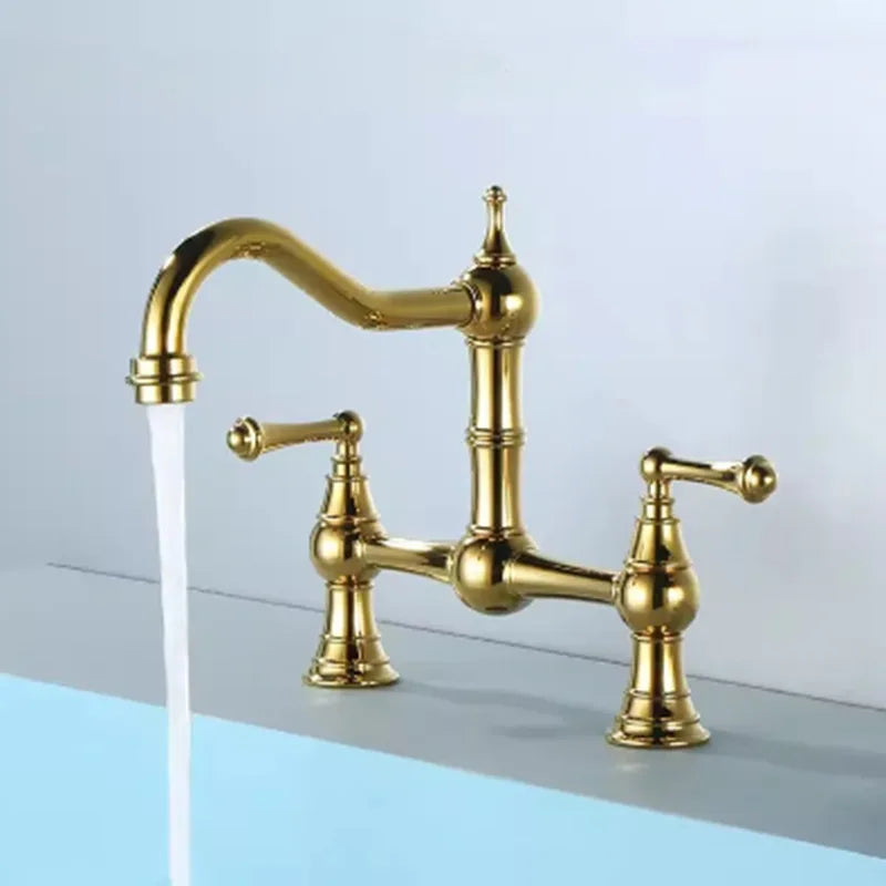 Basin Faucet Cold Faucet Brass Double-Handle Swivel Sink