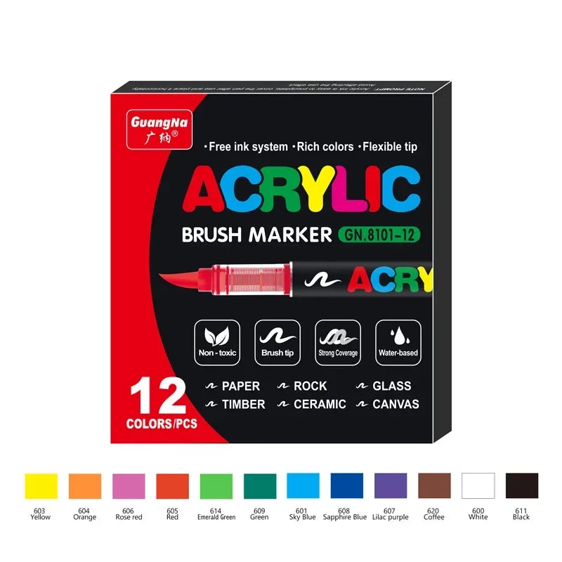 Gn 366 Colors Acrylic Paint Pens Markers Brush
