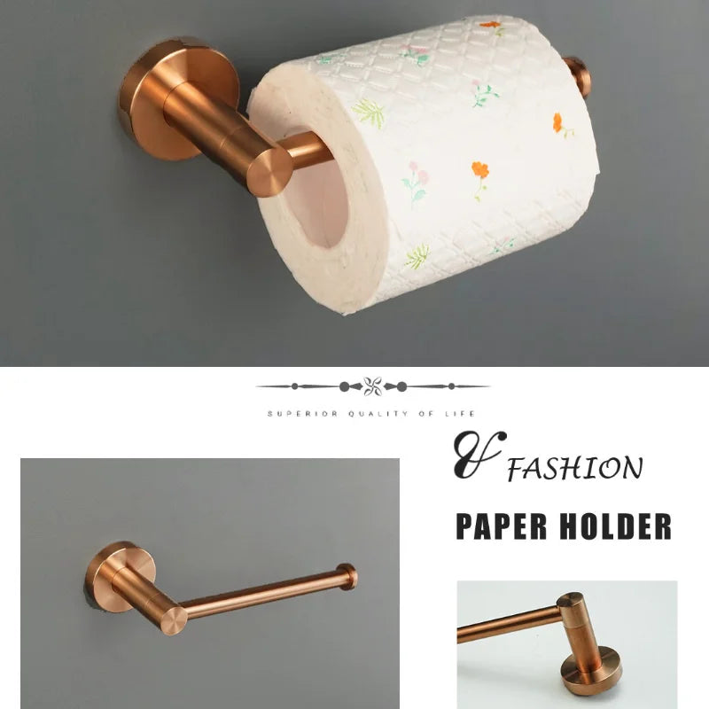 Brushed Rose Gold Stainless Steel Wall-Mounted Bathroom -Towel