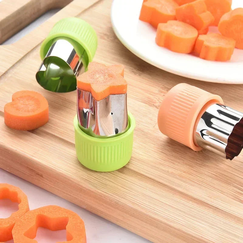 3/12pcs Star Heart Shape Vegetables Cutter Plastic Handle