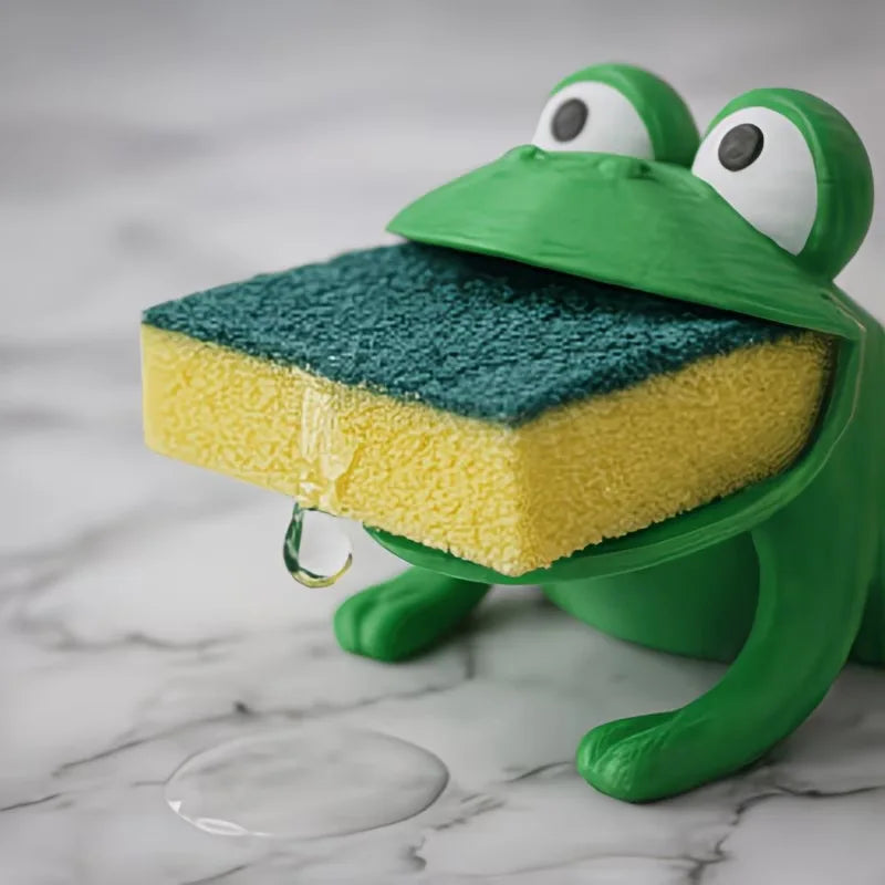 Frog-Shaped Sponge Dish Brush Holder Drainage System Storage