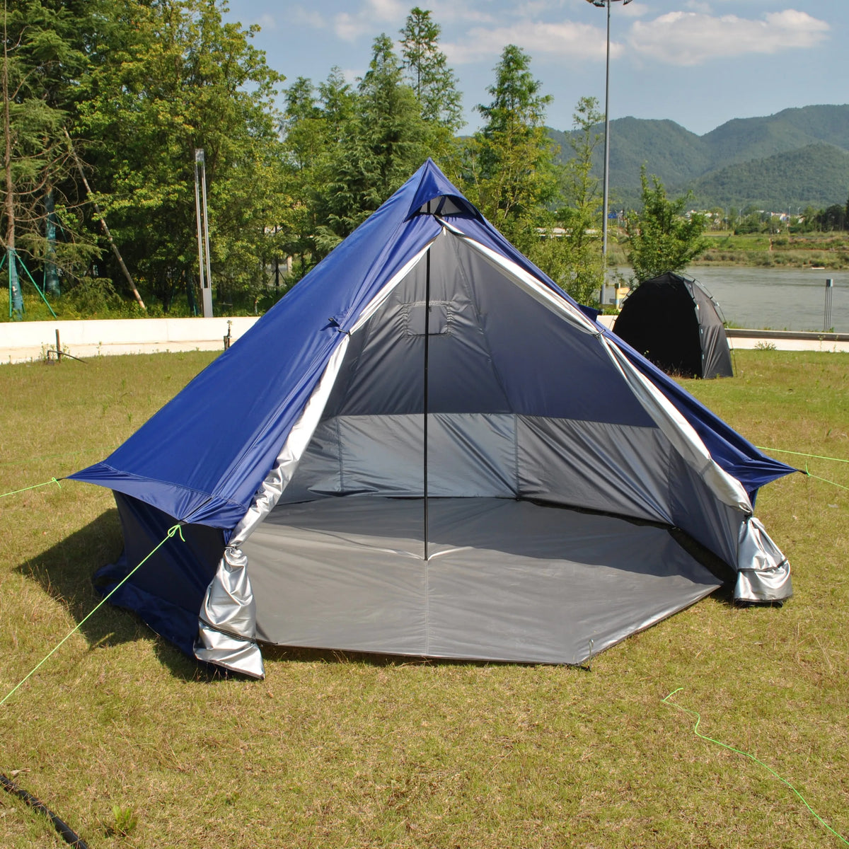 Person Large Pyramid Tent Four Seasons Camping Chimney
