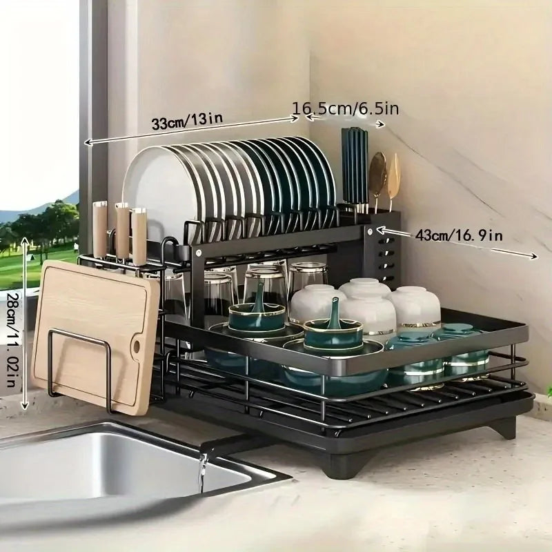 2-Tier Dish Drying Rack Large Durable Rust-Proof 2-Tier