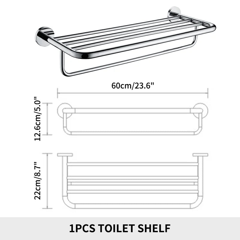 Bathroom Towel Rack Shelf Paper Holder Stainless Steel