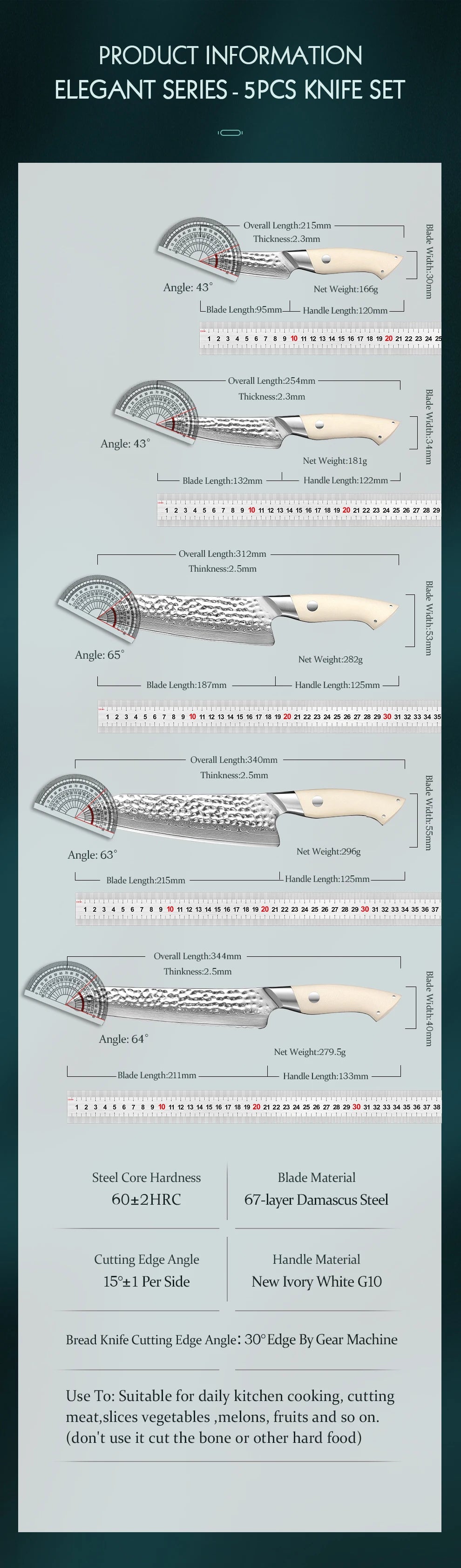 Hezhen 1pc Or 5pc Knife Chef Knife 67