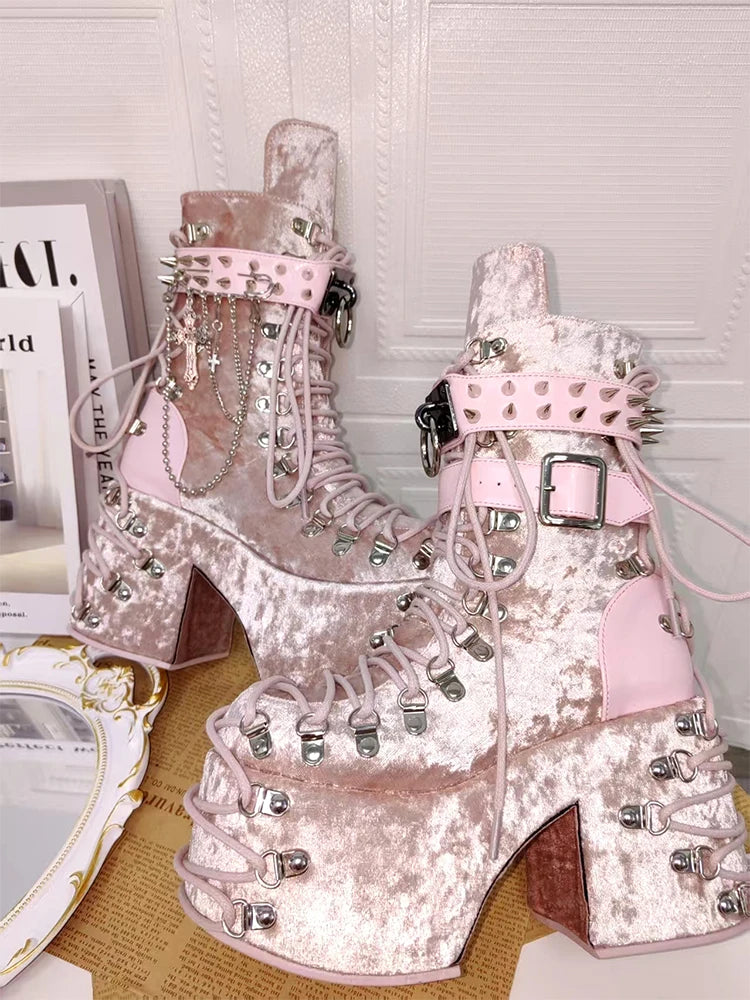 Lolita Punk Shoes Round Head Ultra High Heels