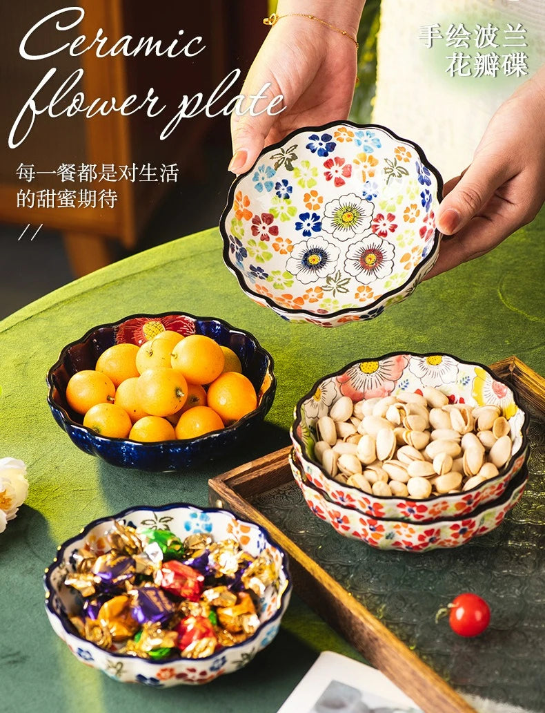 Ceramic Fruit Dessert Salad Bowl Plate Creative Retro